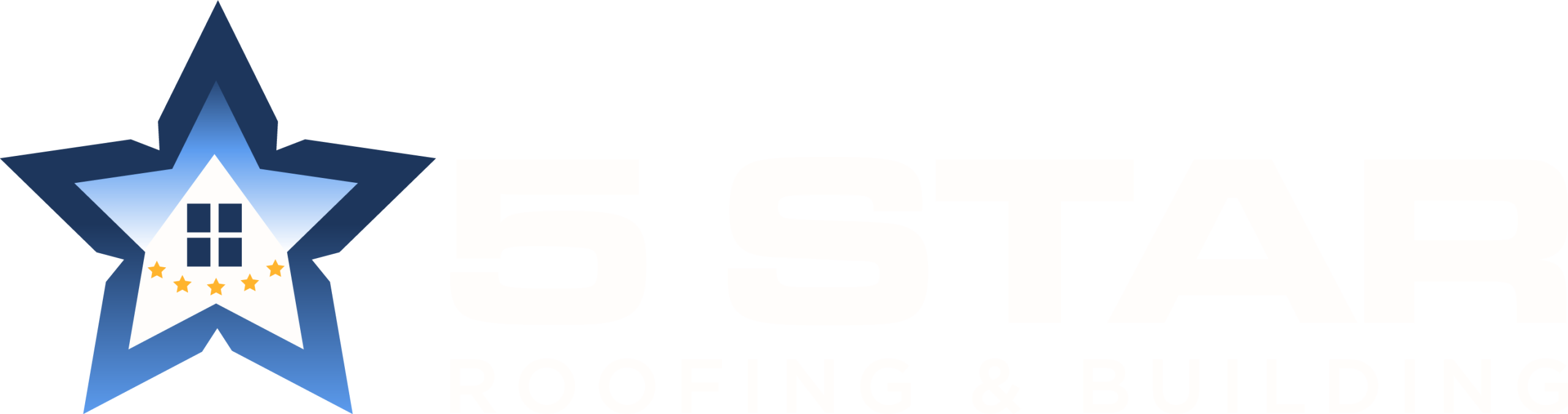 5 Star Roofing Logo - White