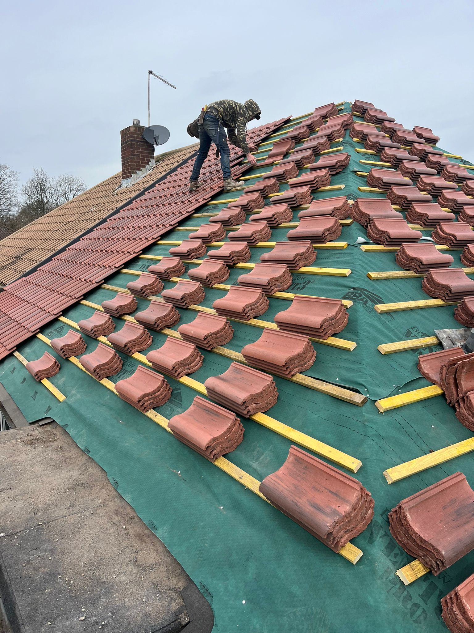 New roof under construction New roof under construction