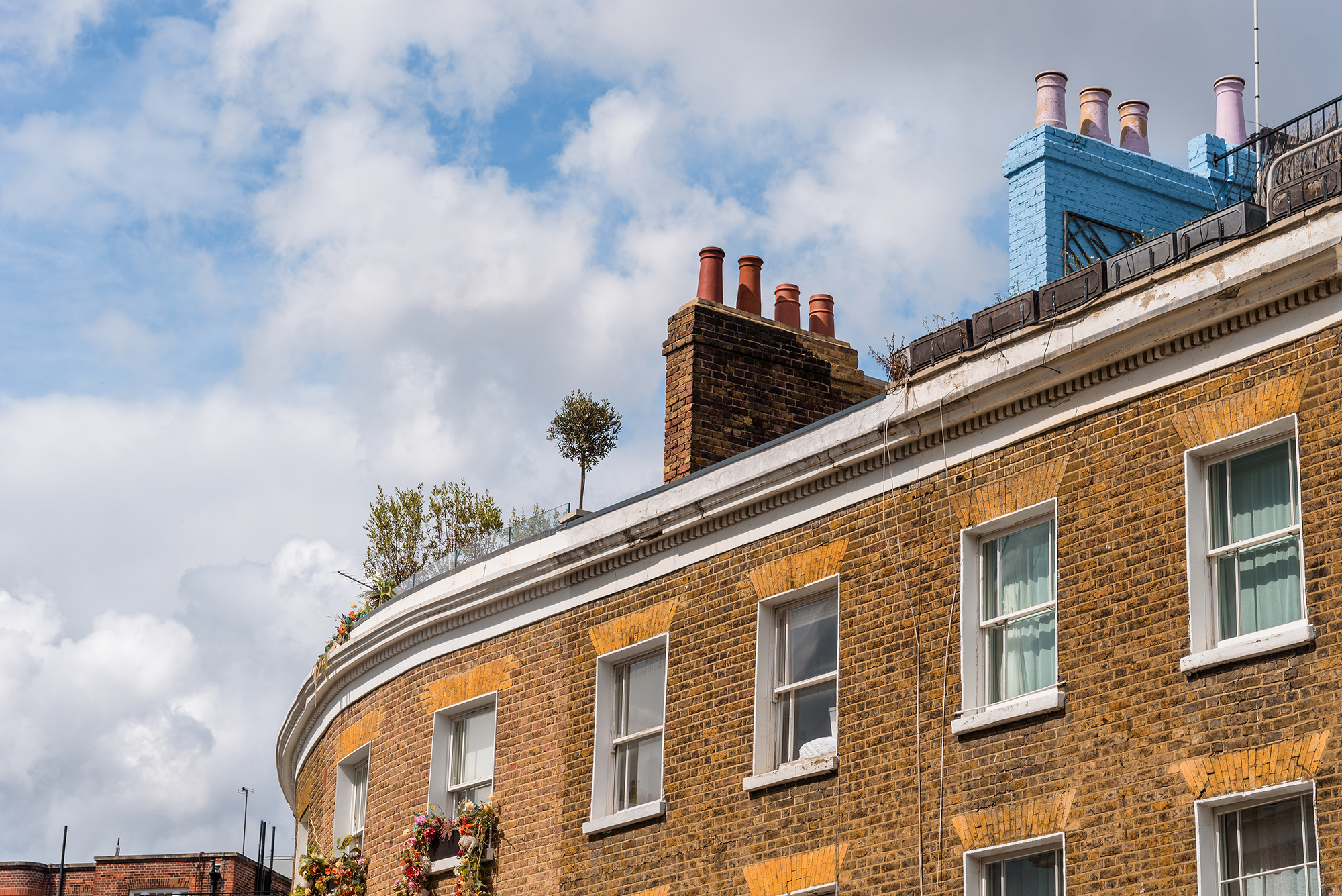 Rooftop of a row of houses